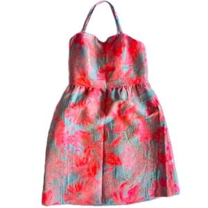 Gianni bini floral gold metallic dress GORGEOUS Size 4